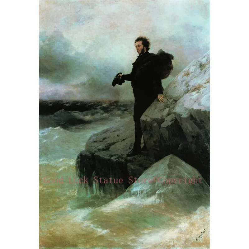 

TOP ART # Russian poet, playwright, and novelist of the Romantic Alexander Pushkin PRINT painting Pushkin's Farewell to the sea