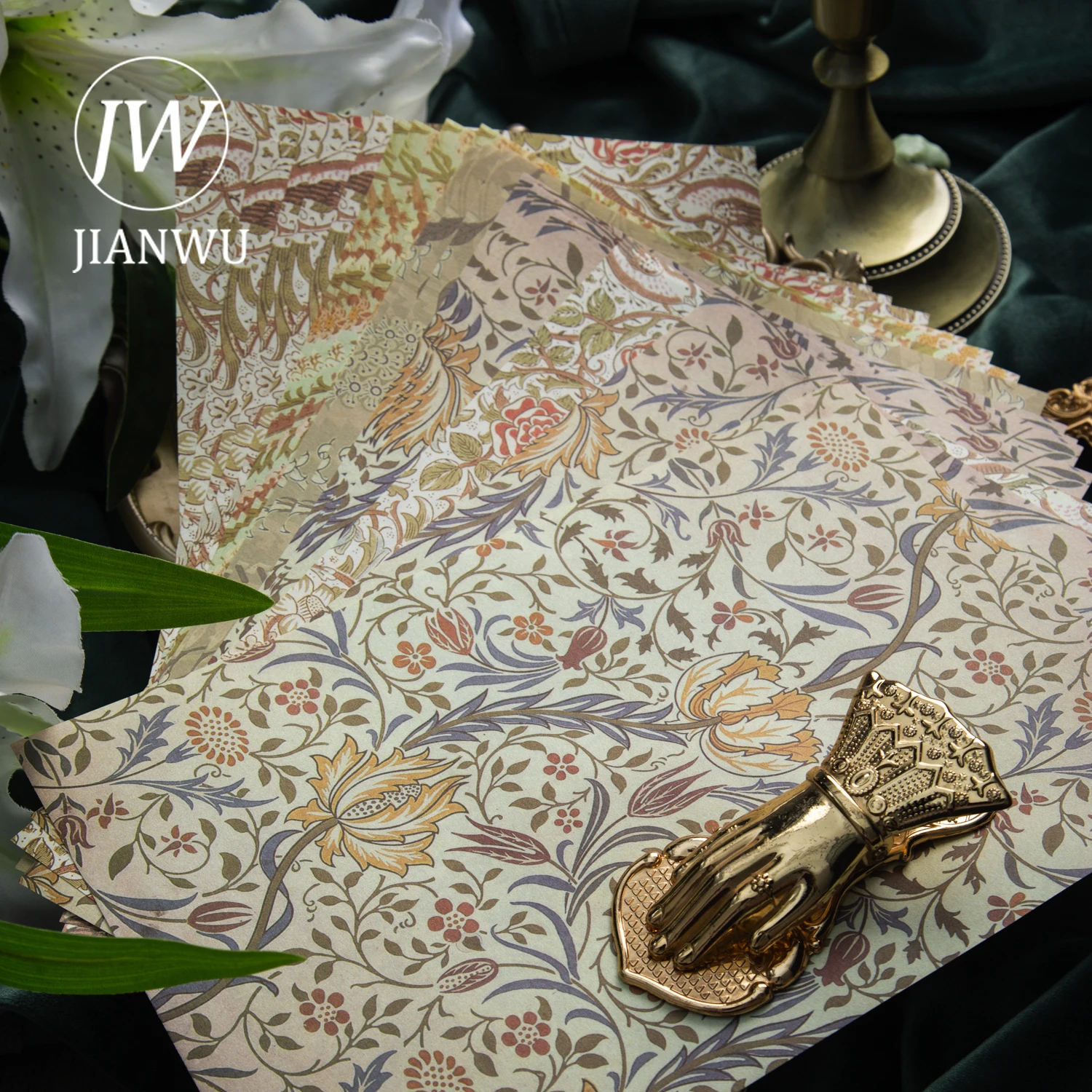 

JIANWU 24 Sheets Inspiration Baroque Series Vintage Pattern Collage Decor Material Paper Creative DIY Junk Journal Stationery