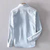 Autumn New 100% Cotton Men's Denim Shirt Casual Male Long-sleeved Shirts Street Japanese Fashion Slim Clothes Light Blue Black 4