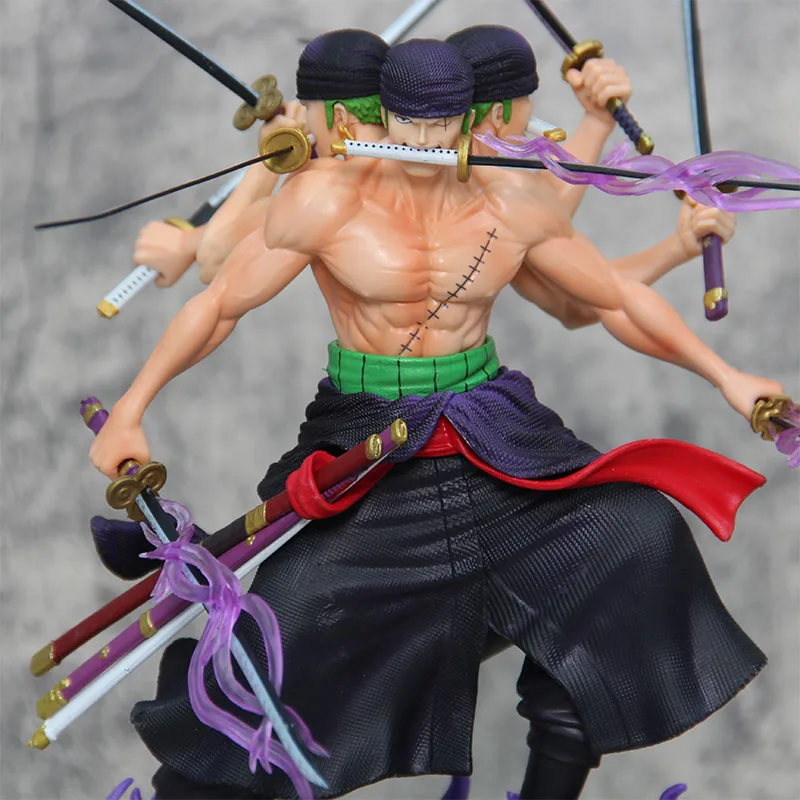 30cm ONE PIECE Anime Figure Roronoa Zoro Ghostly Ashura Nine Sword Style Three Heads and Six Arms Action Figure Model Gift Toys 2