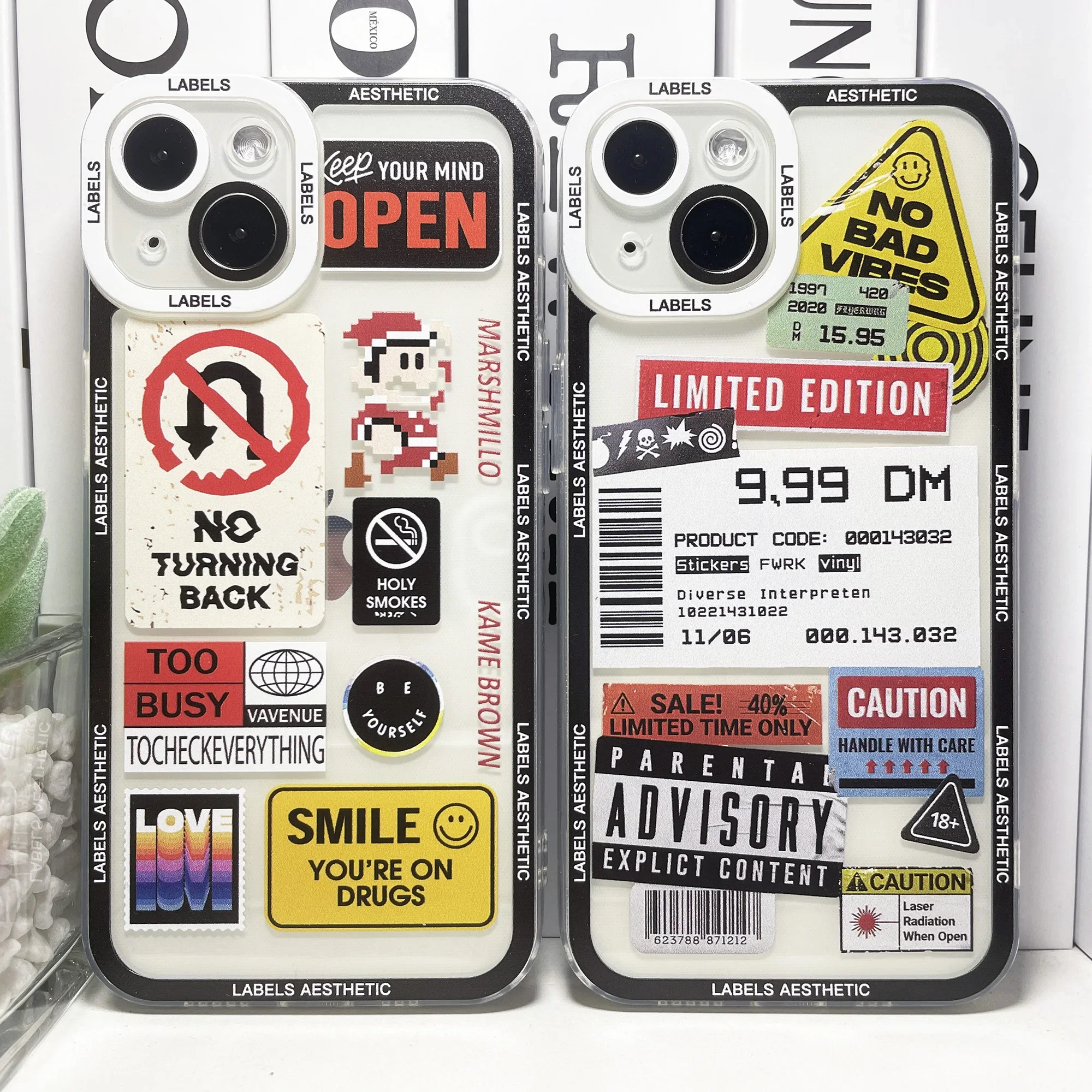 Mix Labels Aesthetic Stickers Collage Phone Case For iPhone 16