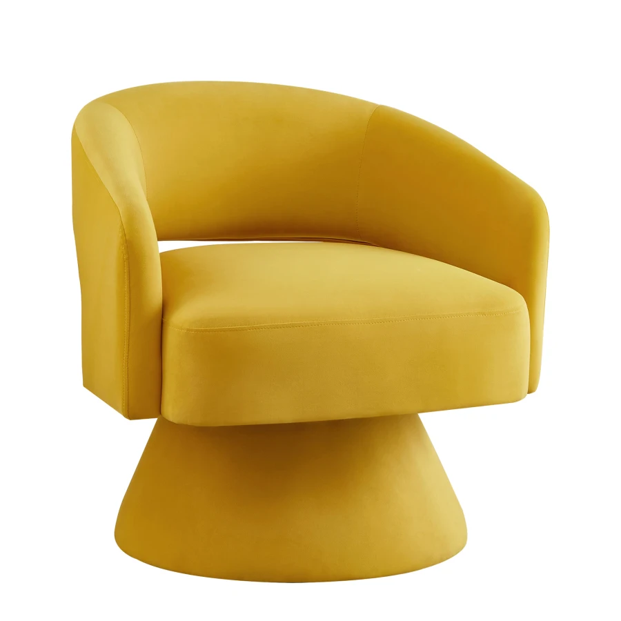 Modern Swivel Barrel Chair Upholstered Velvet Round Accent Chairs 360 Degree Comfy Swivel Chair with Open Backrest Single Chair 6