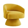 Modern Swivel Barrel Chair Upholstered Velvet Round Accent Chairs 360 Degree Comfy Swivel Chair with Open Backrest Single Chair 6