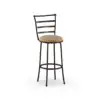 3-Pack Indoor Adjustable 24" or 29" Bronze Ladder Back Swivel Barstool, Tan Microfiber Seat 2