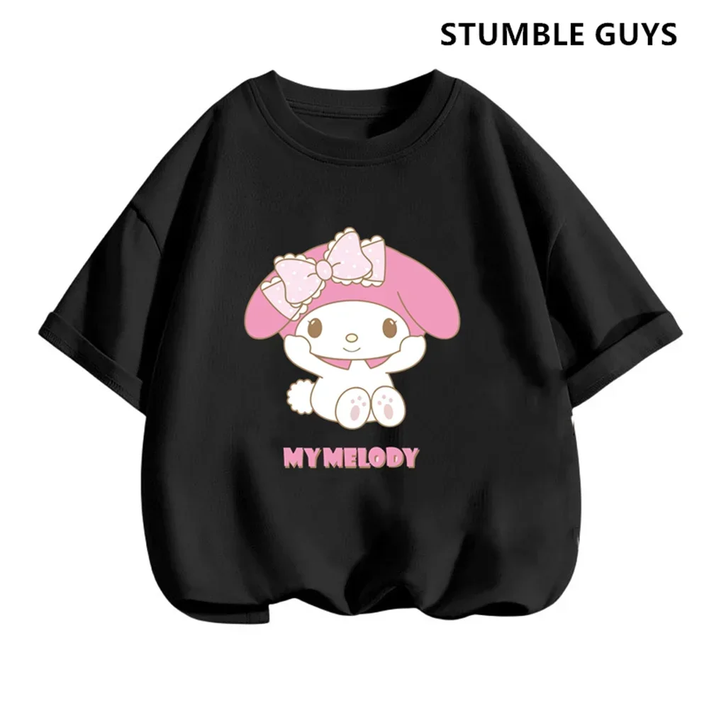2024 New My Melody Tshirt Anime Summer Multiple Fashion Children's T-shirts Round Neck Casual Short Sleeve Print Trucksuit 2