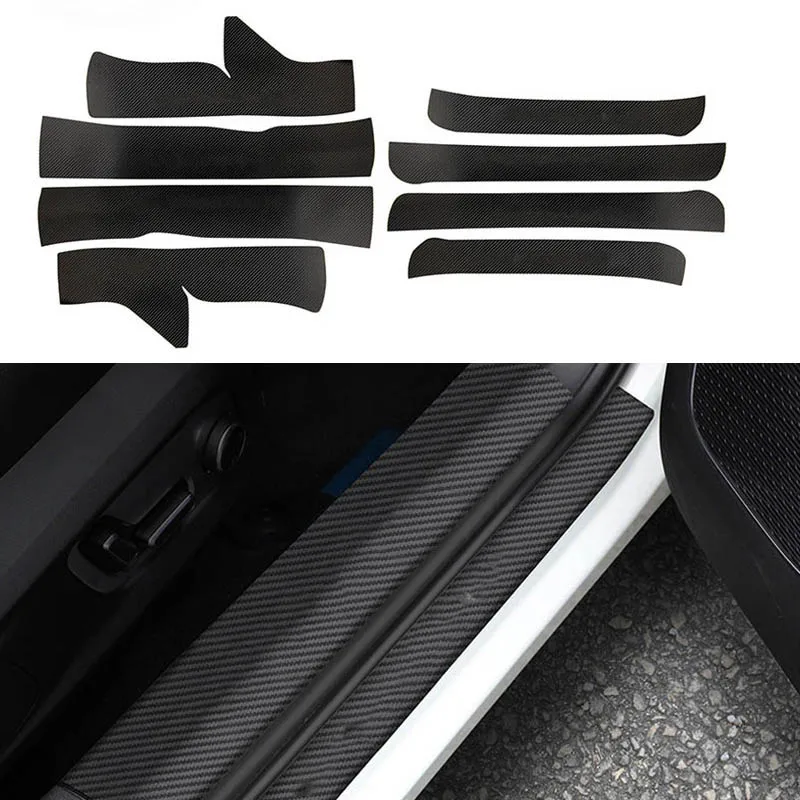 

For Toyota Corolla 2019 2020 2021 2022 Carbon Fiber Leather Interior Exterior Threshold Door Sill Decoration Strip Welcome Pedal