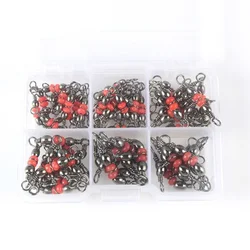 Trigeminal Red Bead Swivel Set Fork Fishing Gear Small Accessories Alloy Copper Connecting Ring Fishing Tools