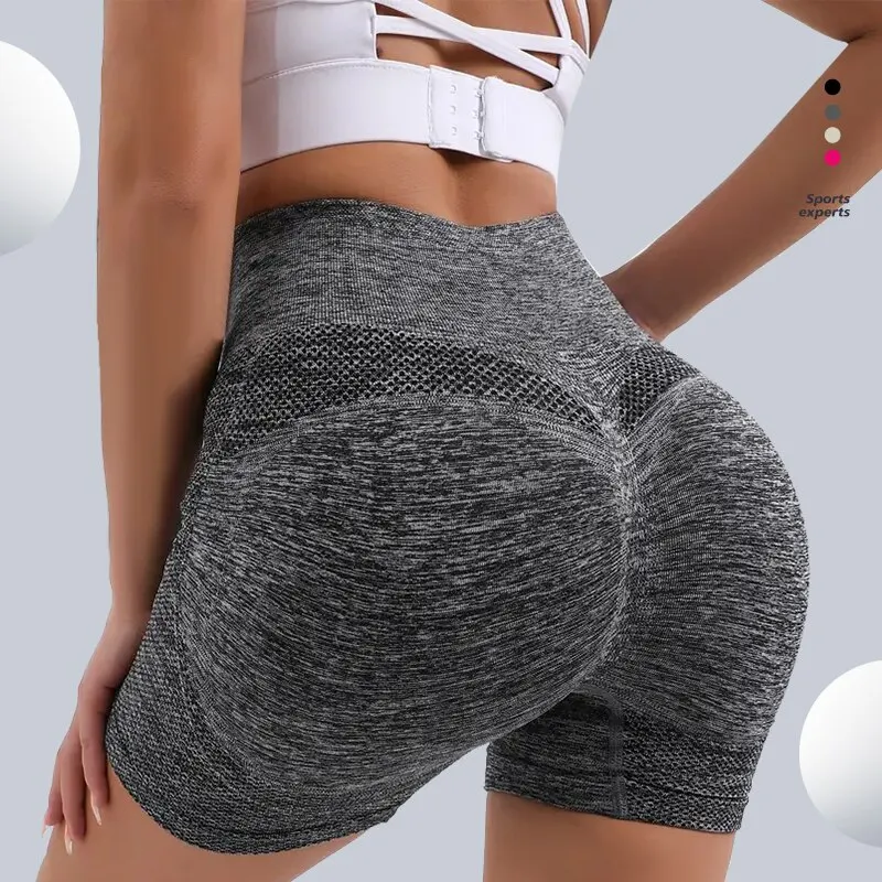 Women High Waist Workout Shorts Butt Lifting Tummy Control Ruched Booty Smile Yoga Short Pant workout shorts