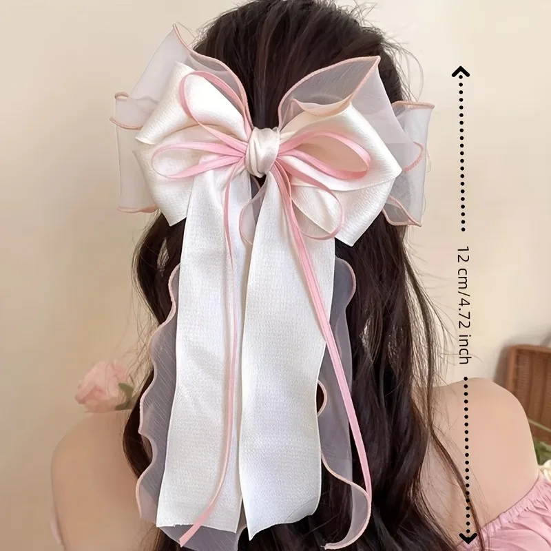 1 Stück große süße Schleife Haarspangen mit langen Bändern Mode Haarschmuck für Frauen Mädchen Tägliche Party Styling Haarspangen