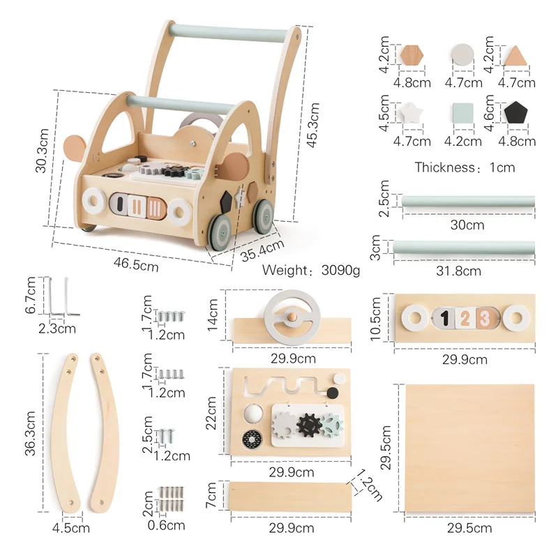 Kids Wooden Walker Montessori Toy Car Learning Children's Simulated Shopping  For 3 Year Babies Car Toddler Trolley Wagon Gifts 6