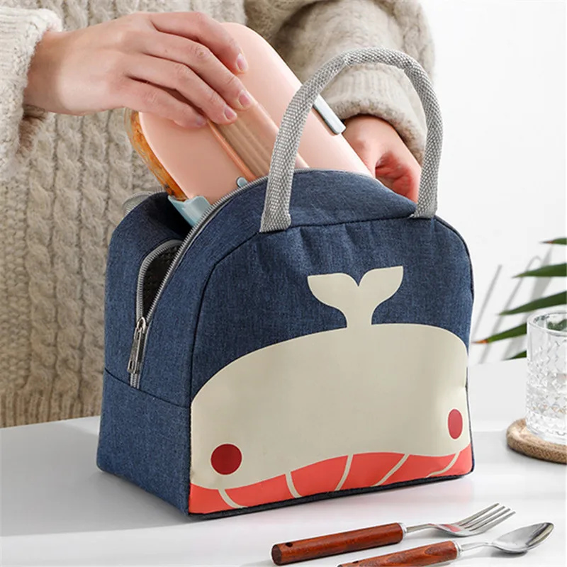 

Cute Cartoon Animals Lunch Bags for Kids Women Thermal Insulated Picnic Office Bento Box Cooler Storage Bag Food Containers