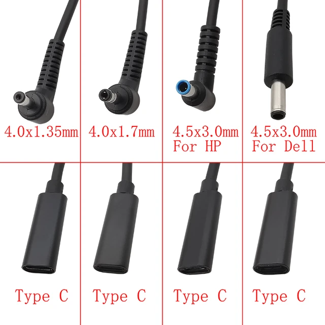 Adaptador de corriente USB 3,1 tipo C para cargador de ordenador portátil,  convertidor hembra a 4,0, 5,5x2,5, 4,5x3,0, 1,7mm x 4,0, Dc PD, enchufe de  carga rápida - AliExpress