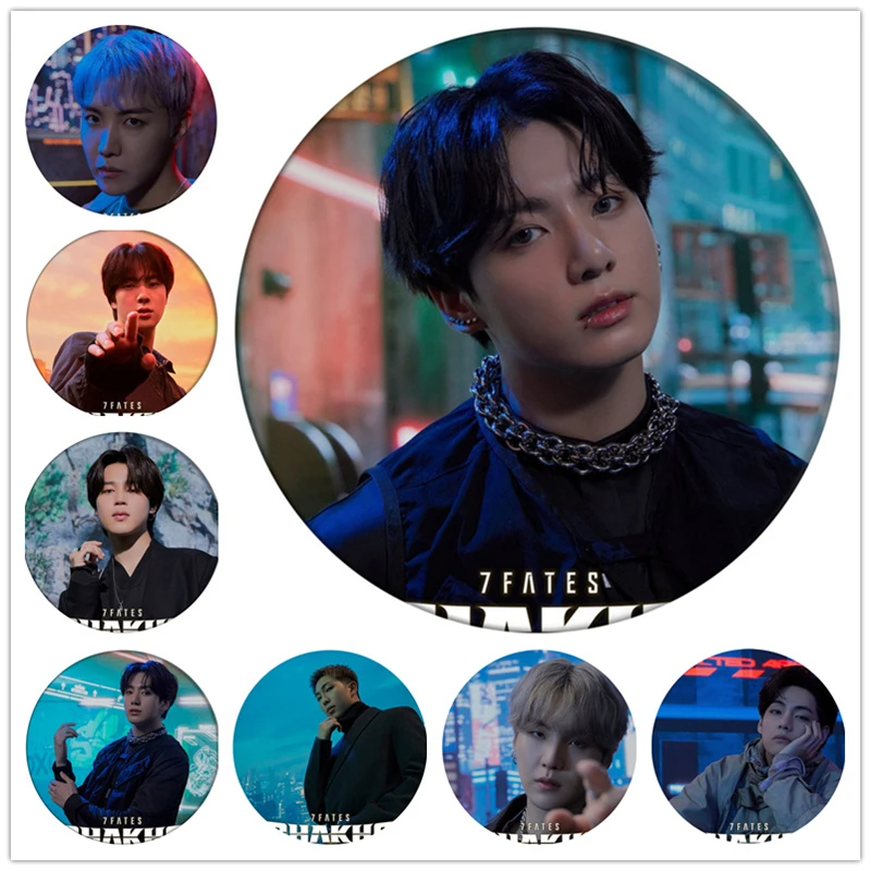 Альбом KPOP Bangtan Boys 7FATES Badge Jung Kook JIMIN JIN SUGA V RM Брошь булавка зеркальная подвеска