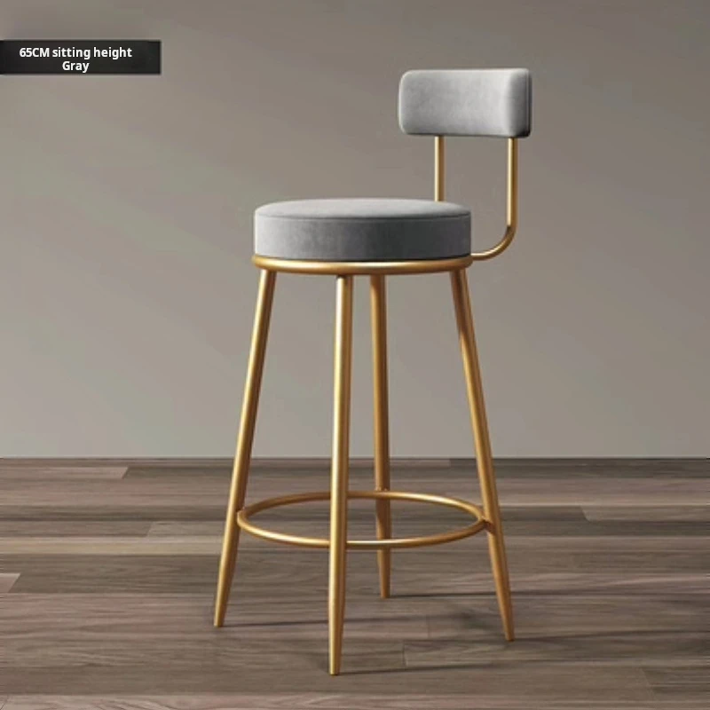 Bar stool Nordic bar chairs modern iron art high stools kitchen backrest bar stools Cafe velvet chair counter work home furniture