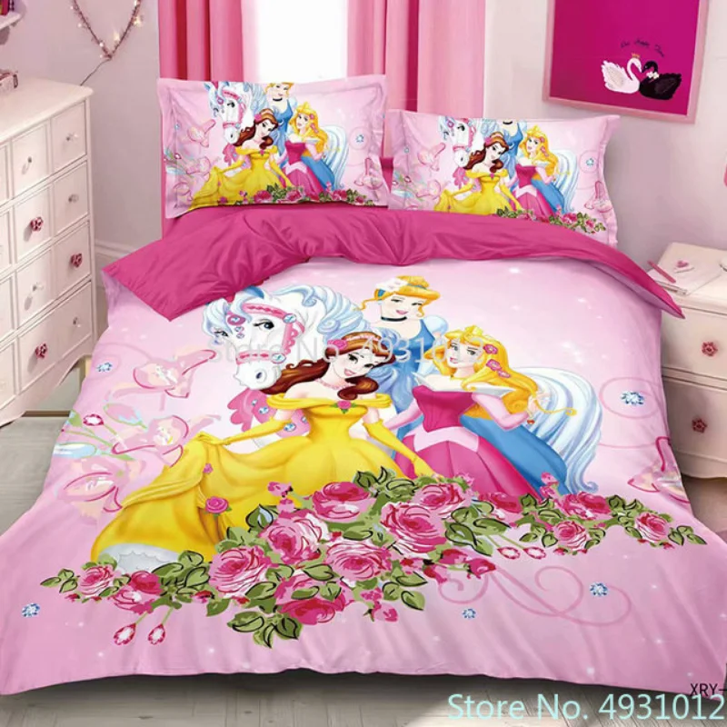 

2023 Disney Baby Bedding Sets Cinderella Belle Princess Rapunzel Girls Kids Duvet Cover BedSheet Pillowcase Children Present