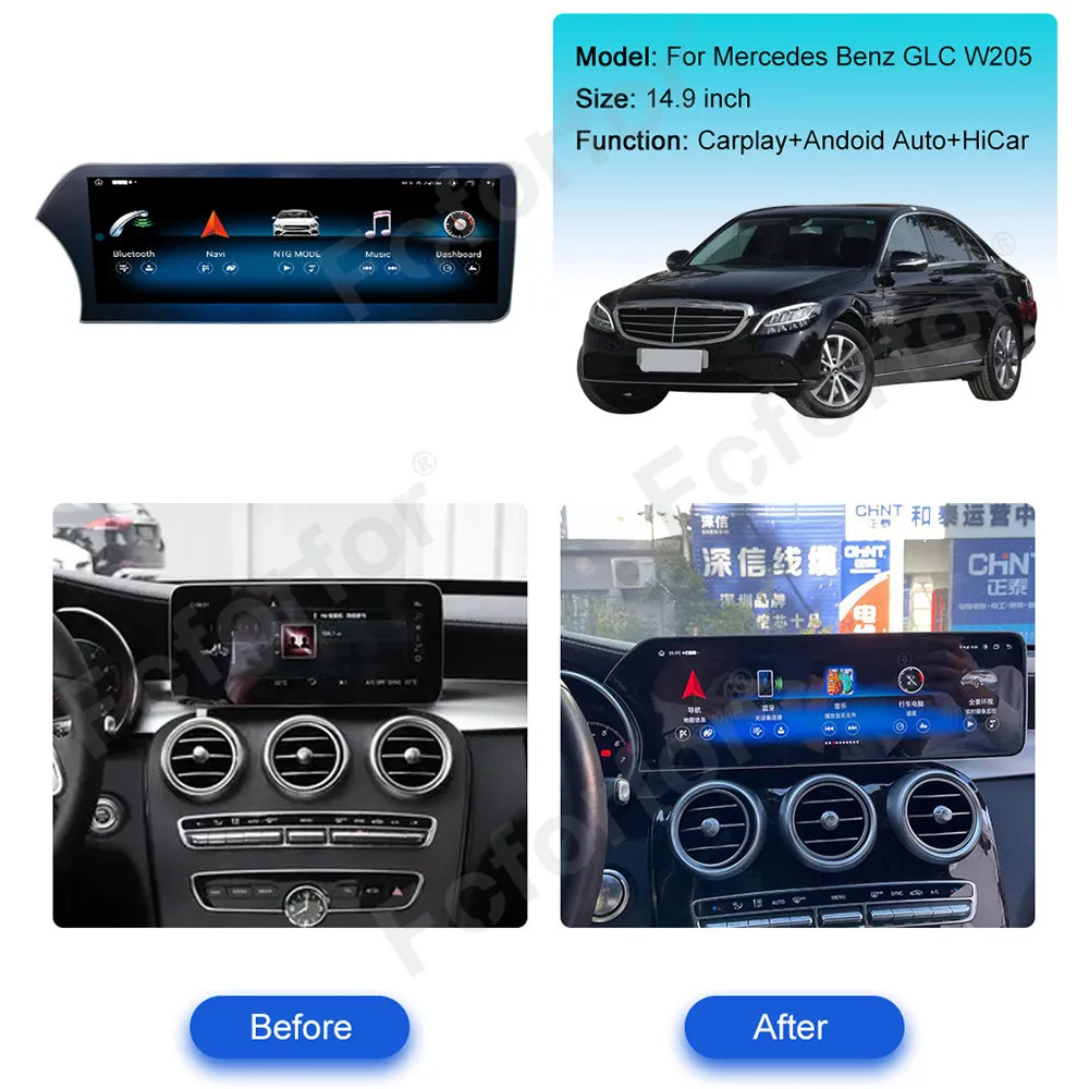 

Carplay Android 13 для Mercedes Benz C GLC 2015-2019 Автомобильный GPS-навигатор мультимедийный плеер HD сенсорный экран головное устройство авто стерео