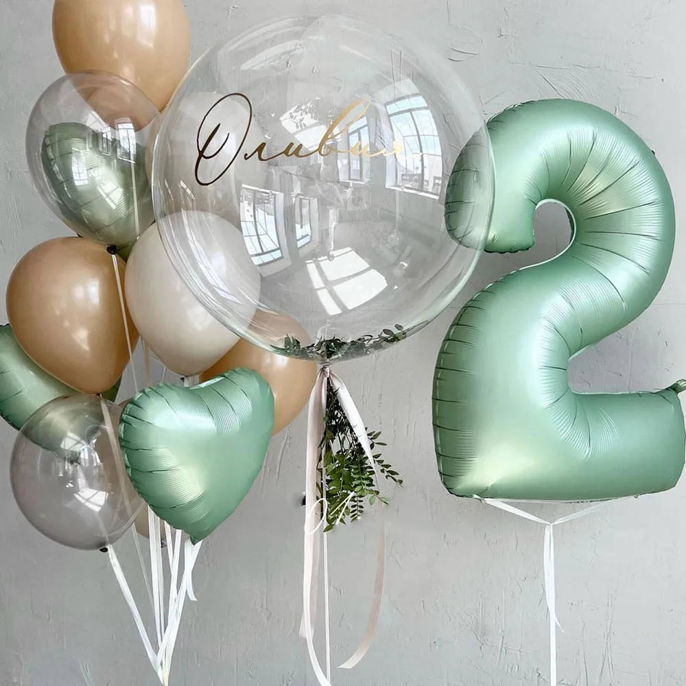 

32/40inch Vintage Green Number Balloon With Retro Green Balloons Set for Happy Birthday Party Decorations Baby Shower Supplies