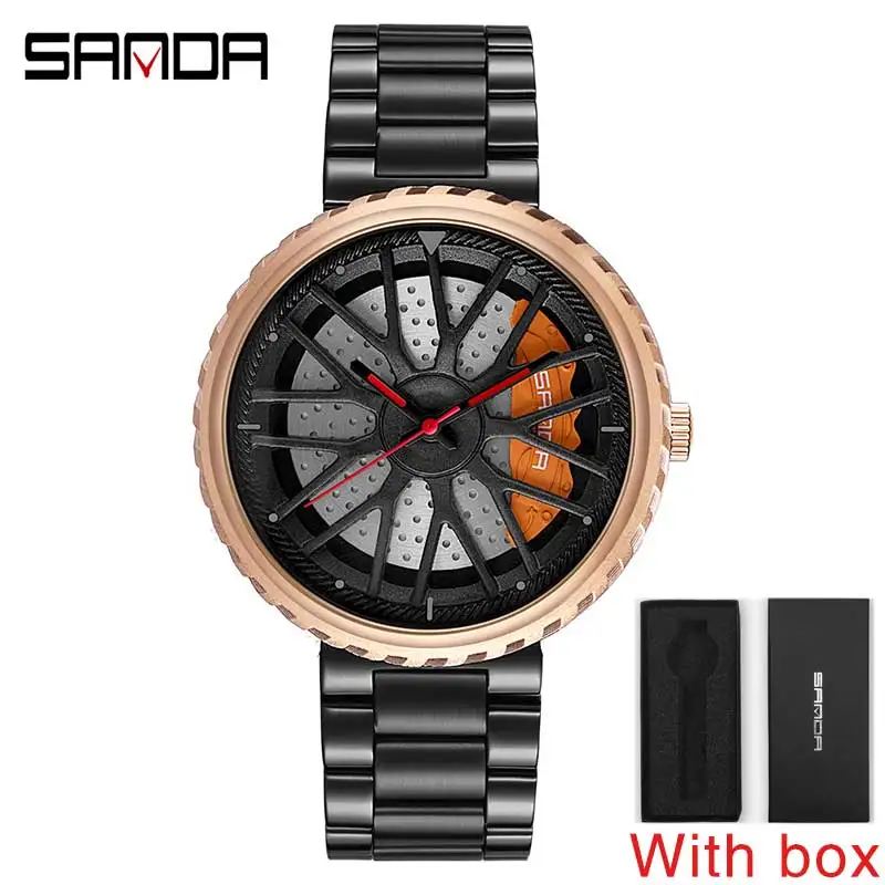 Men Top Quartz WristWatch Stainless Car Wheel Rim Hub Watches Men Waterproof Sport Watch For Custom Design Relogio Masculino 