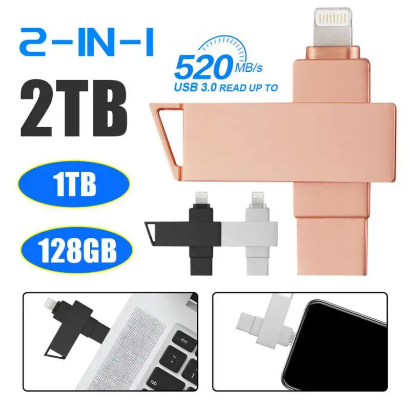 2TB Lightning USB 3.0 Flash Drive For Iphone ipad Android 128GB 2TB Pen