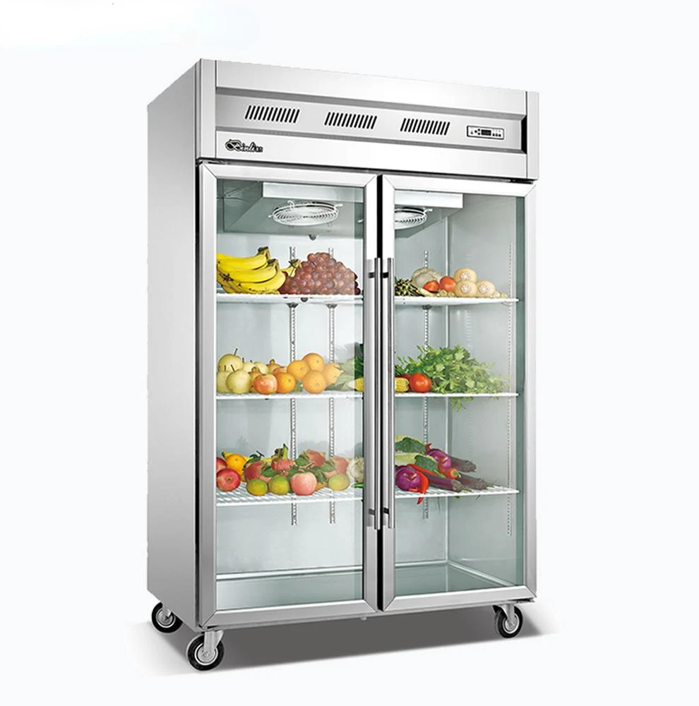 

2 glass Door kitchen Refrigerator Hotel restaurant commercial equipment