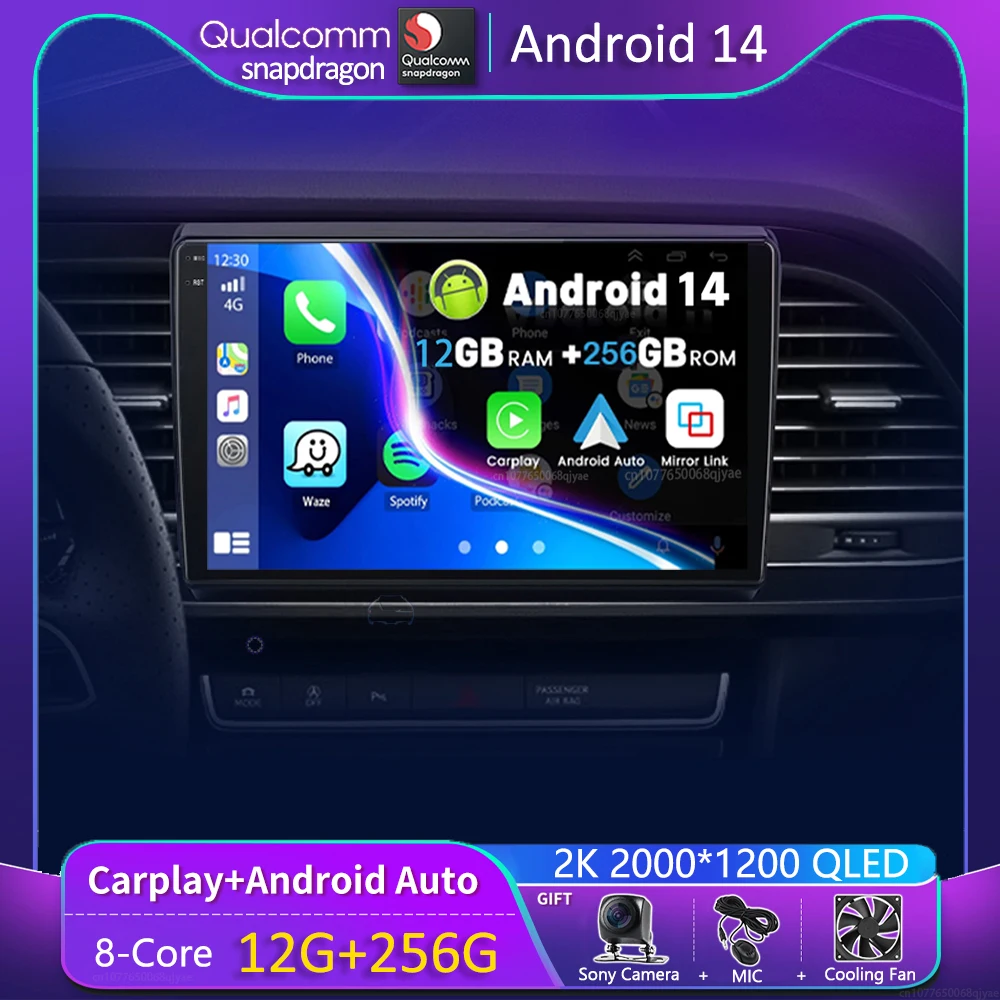 

Android 14 Carplay Car Radio For Seat Leon 3 2012 2013 2014 2015 - 2020 Navigation GPS Multimedia Player stereo wifi+4G Auto BT
