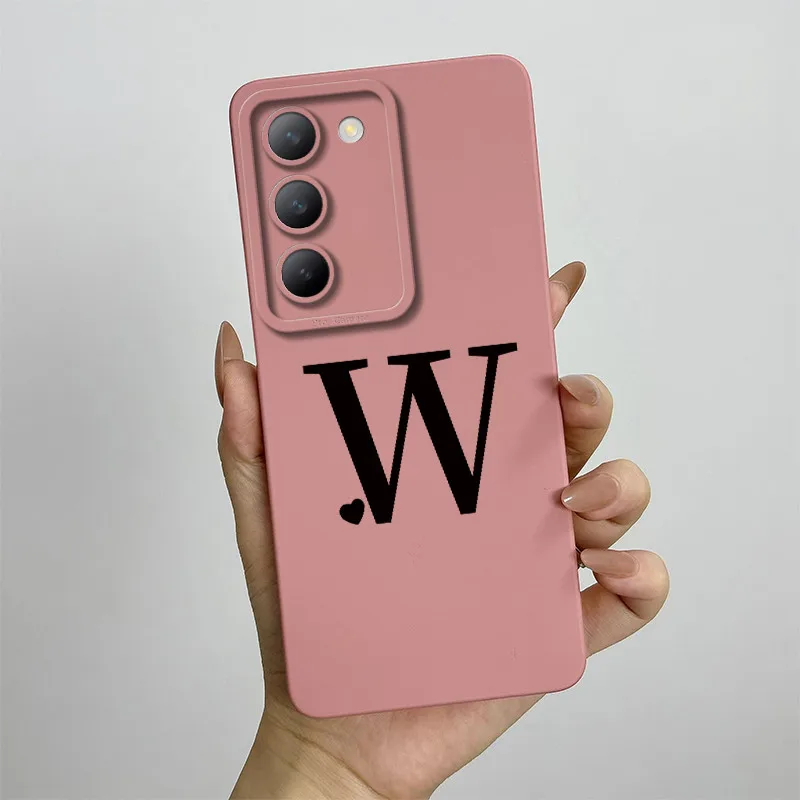 Cute Initial Letters Square Silicone Shockproof Back Cover Case