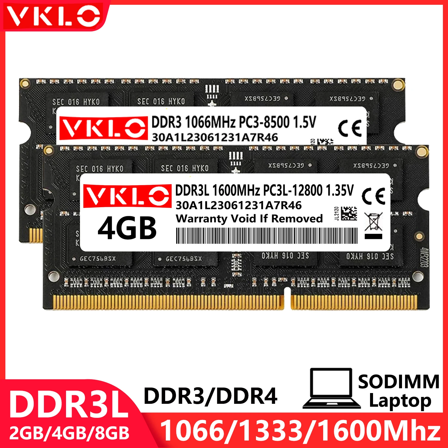4GB 8GB 16GB DDR3 DDR3L DDR4 Laptop Memory Ram PC3 1.5V PC3L 1.35V 8500 10600 12800 PC4 2133 2400 2666Mhz SODIMM Memories Ram