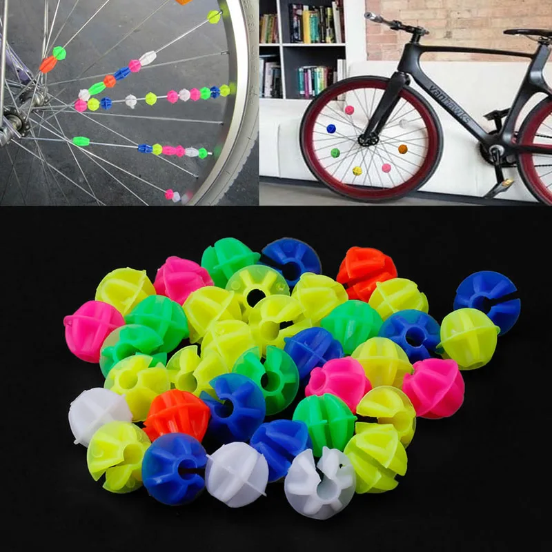 

36 шт., красочные украшения, зажимы для детей, разноцветные пластиковые велосипедные колеса, бусины со спицами, подарки для детей, аксессуары для велосипеда