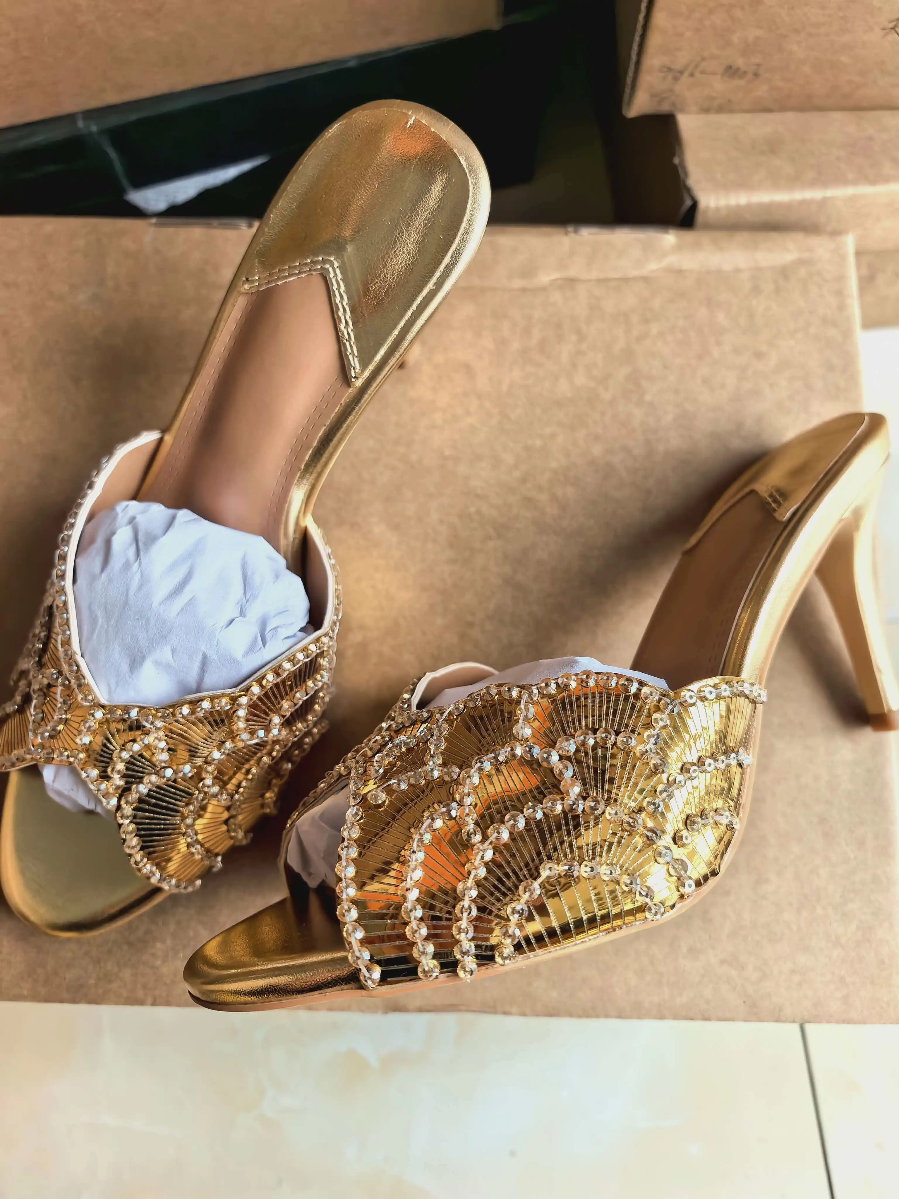 2026 French Sequin High-heeled Sandals on foot