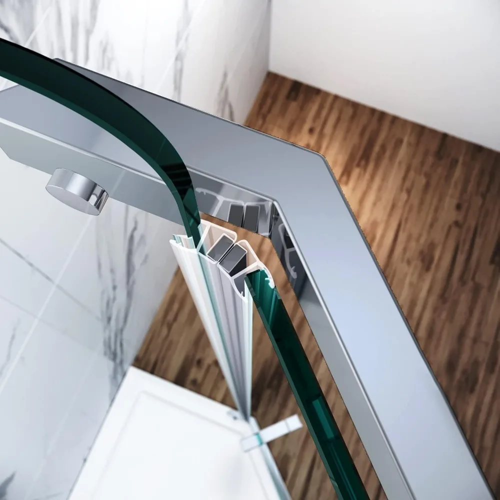 Neo-Angle Semi-Frameless Shower Enclosures Clear Glass Pivot Shower Door Chrome 36.5 in. W x 36.5 in. D x 72 in. 4