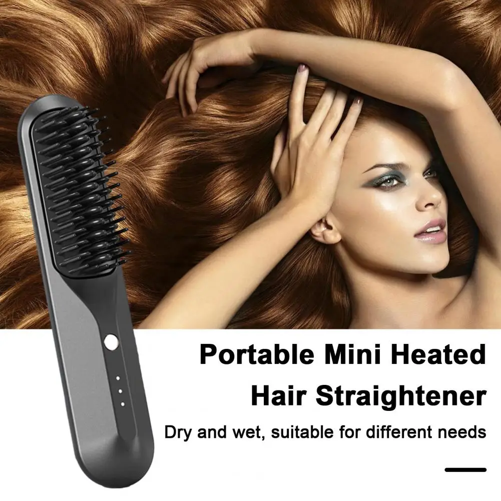20cm Heated Hair Comb Wireless With 3 Temperature Adjustable Quick Heating Hair Straightening Comb Care Brush Hairdressing Tool