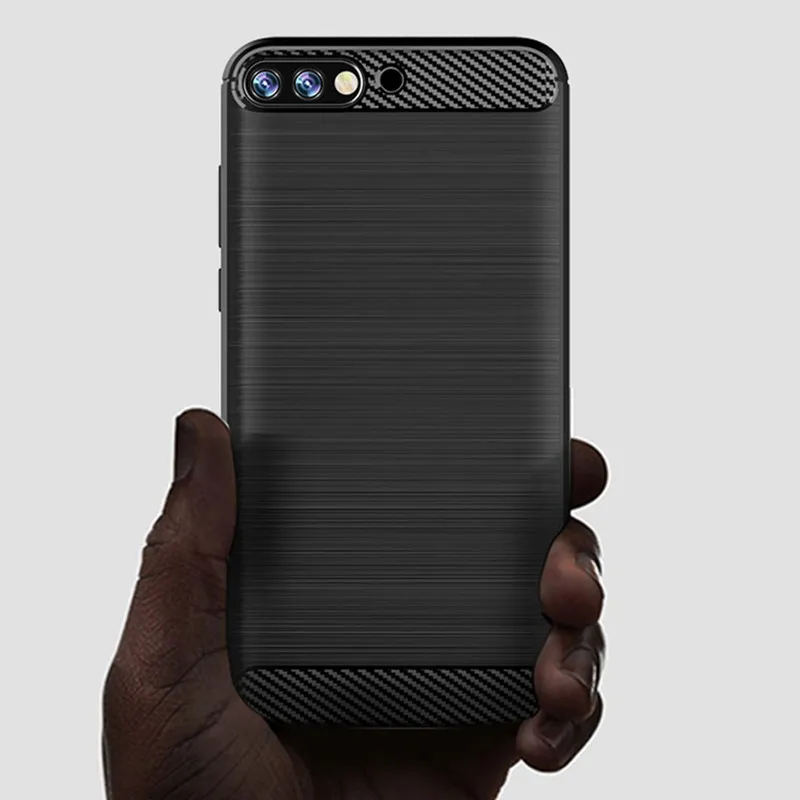 Matte Silicone Shockproof Carbon Fiber Soft Back Cover - Frosted Anti-Knock Case