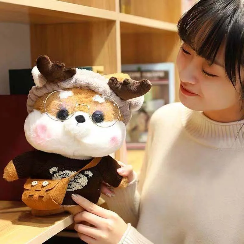 Розовая плюшевая игрушка LaLafanfan Kawaii Cafe Mimi Shiba Inu Dog 30 см милые мягкие куклы-животные