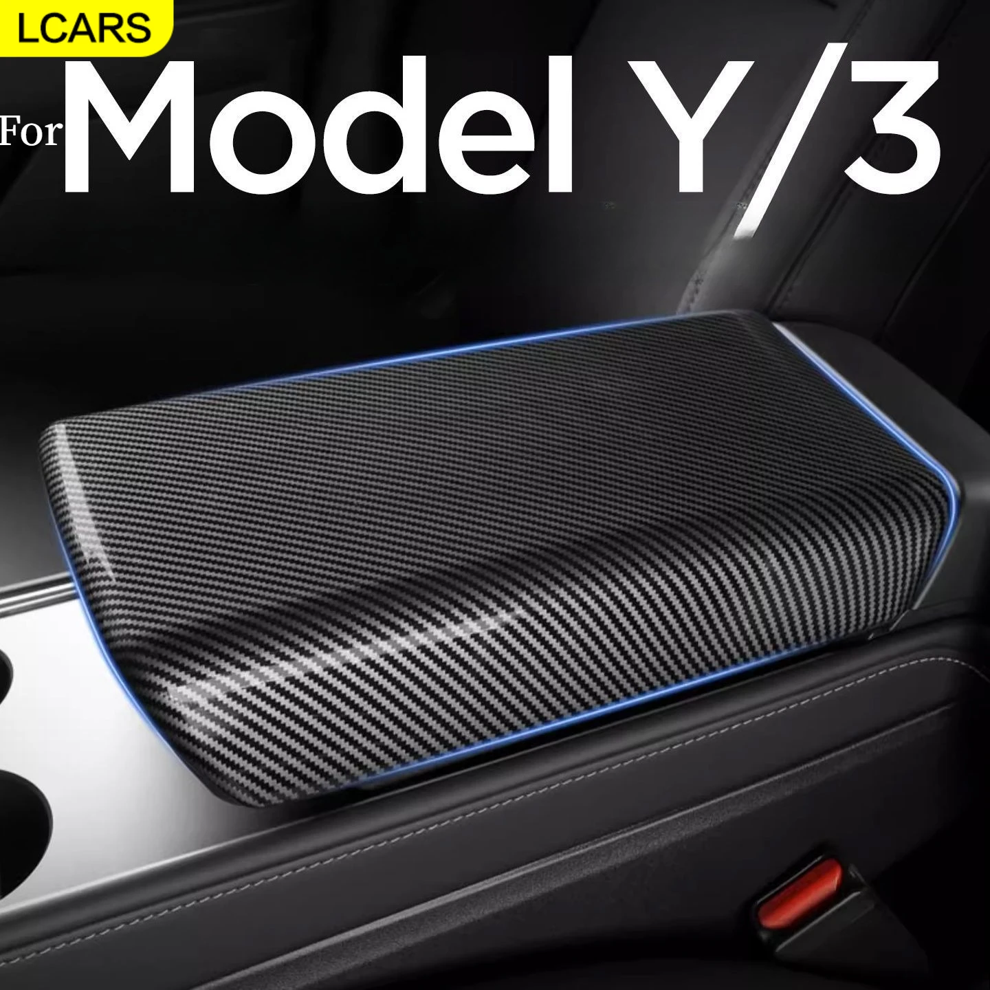 Suitable for the Armrest Box Protective Cover Used in the Updated Tesla Model 3/Y, Carbon Fiber Pattern Modification Accessories