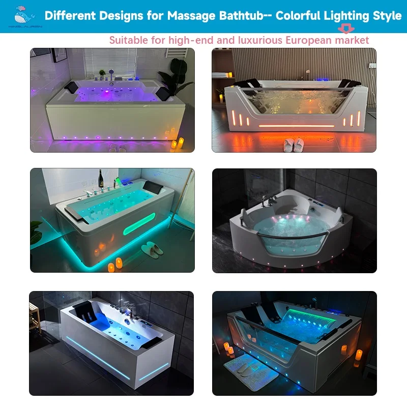 Factory Sell Luxury Freestanding Whirlpool Bath Tub Bubble Soaking 2 Person Hot Tub Massage Bathtub With Spa