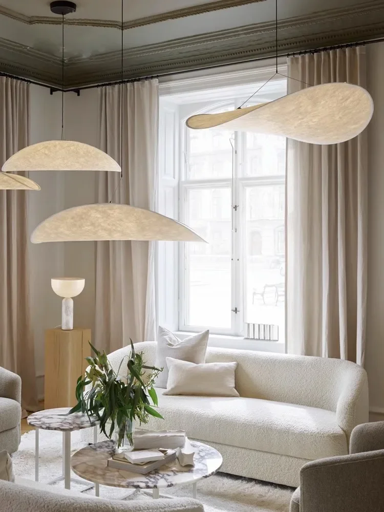 Minimalist Wabi Sabi Silk Pendant Lights Living Bedroom Bar Lustres Led Chandelier Loft Hanging Home Indoor Decor Lamps Fixtures 3