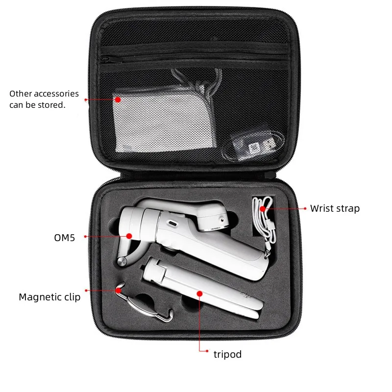 휴대용 짐벌 휴대용 케이스 삼각대 마그네틱 클립 보관 가방, DJI OM5 휴대 전화 짐벌 안정기 액세서리