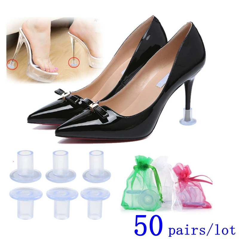 

50 Pairs/Lot High Heeler Latin Stiletto Dancing Covers Heel Stoppers Antislip Silicone Heel Protectors for Wedding Party Favor