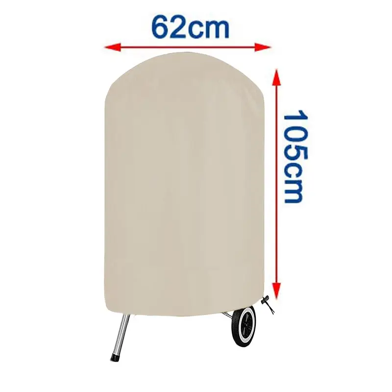 Beige Round BBQ Grill Cover,0utdoor Oven Hood,Barbecue Dust Hood,Waterproof and rainproof Protection BBQ Cover,210D Oxford Cloth 3