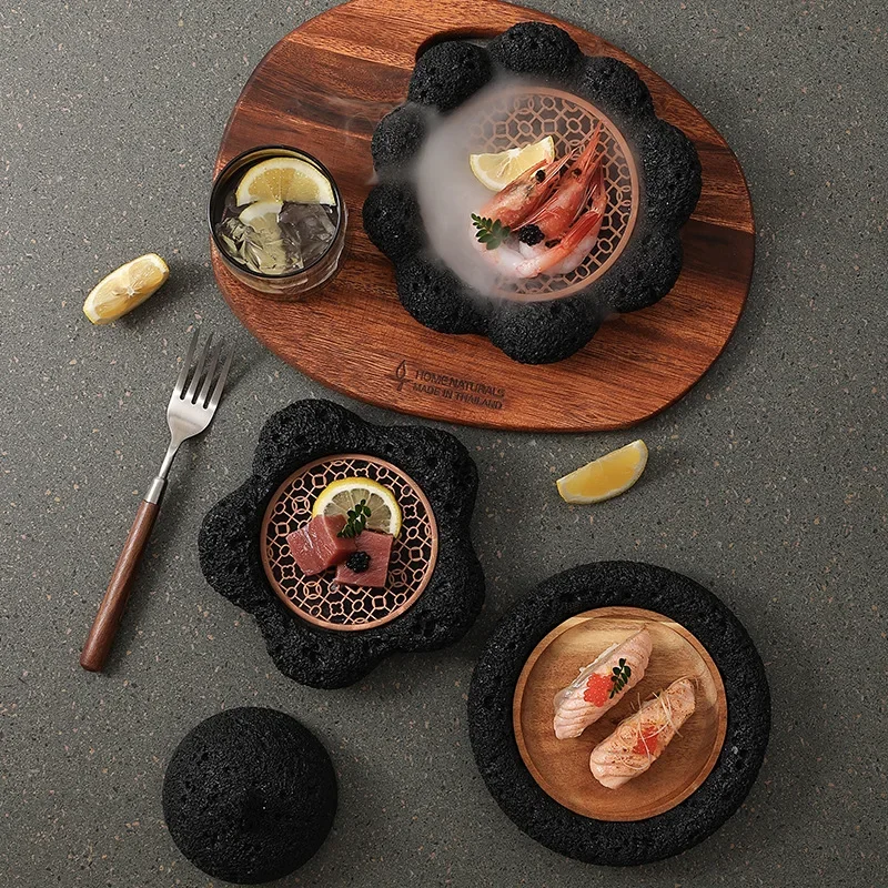 Rock Sushi Plate Coal Ball Volcanic Stone Swing Steak Hotel Creative Dining Plate