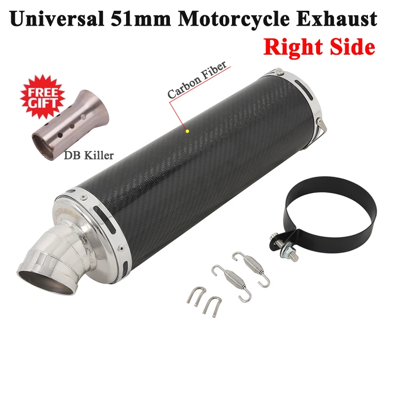 

Universal Motorcycle 51mm Exhaust Pipe Escape Modify Carbon Fiber Left & Right Muffler DB Killer For Z1000 DUKE 790 CBR500 R1 R6