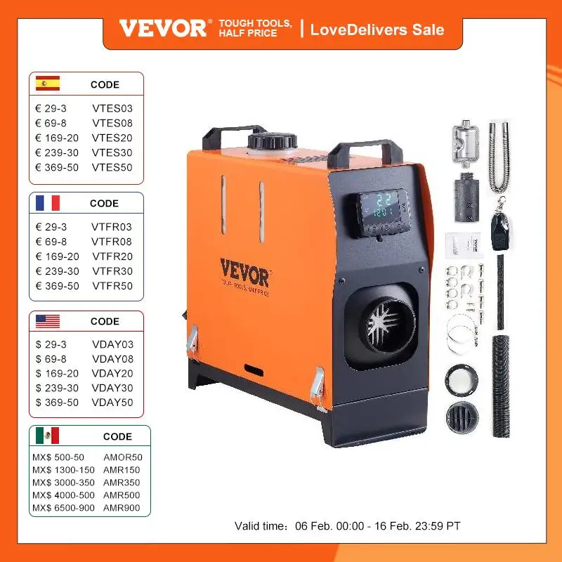 Vevor 5/8Kw Riscaldatore Ad Aria Diesel 12V Riscaldatore Per Auto Riscaldatore Diesel Con Interruttore Lcd Silenziatore Per Auto Camion Barca Rv Parch