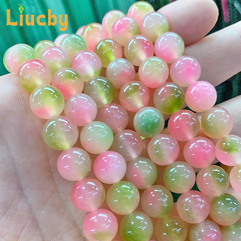Peach Jade Marrow Chalcedony Natural Stone Beads Jewelry Making DIY Bracelets Accessories 15" Strand 6/8/10/12mm