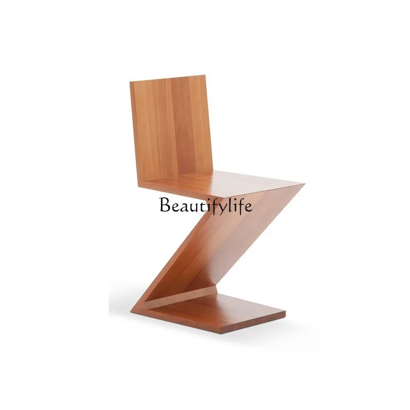 

Solid Wood Mid-Ancient Backrest Chair Designer Retro Dining Chair