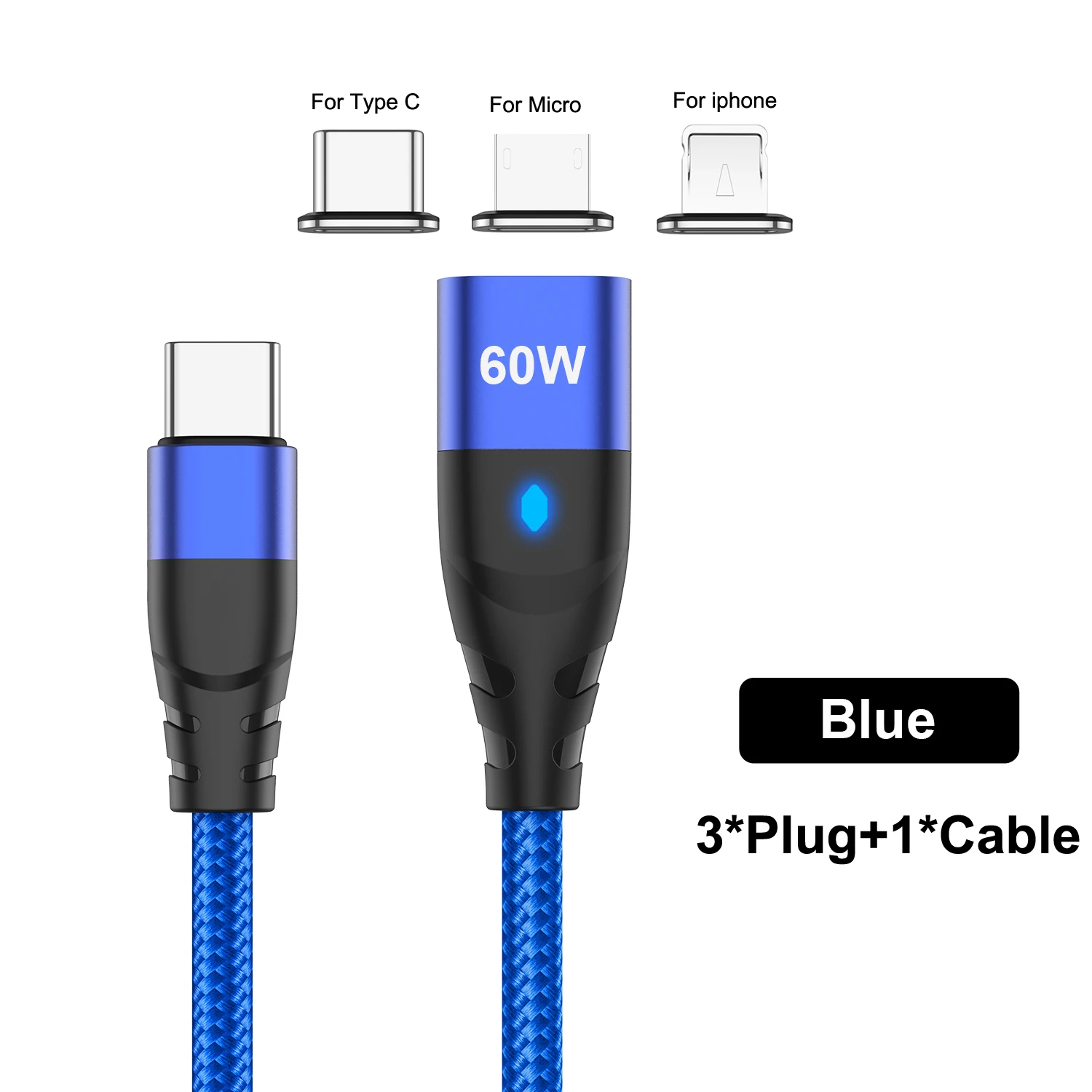 ตัวเลือกสินค้า สายชาร์จแม่เหล็ก USB-C ถึง Type-C และ Micro สำหรับ iPhone Samsung