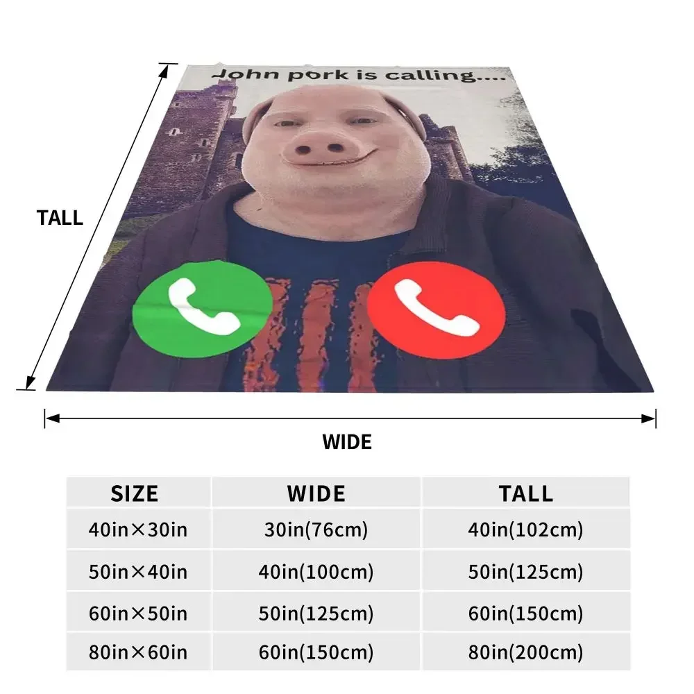 John Pork Is Calling Blankets Soft Warm Flannel Throw Blanket Cover for Bed Living room Picnic Travel Home Couch 3