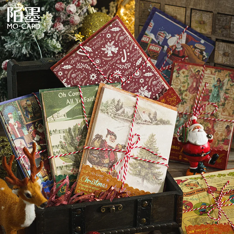 

40pcs Vintage Memo Pads Material Paper Merry Christmas Junk Journal Scrapbooking Cards Gift Retro Background Decoration Paper