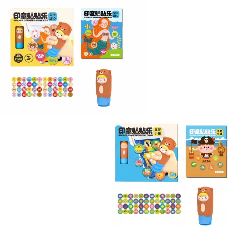 Kids Stamp Sticker Fun Activity Set With 300 Cartoon Patterns For Creative Crafting Stamp Book Child Educational Toy