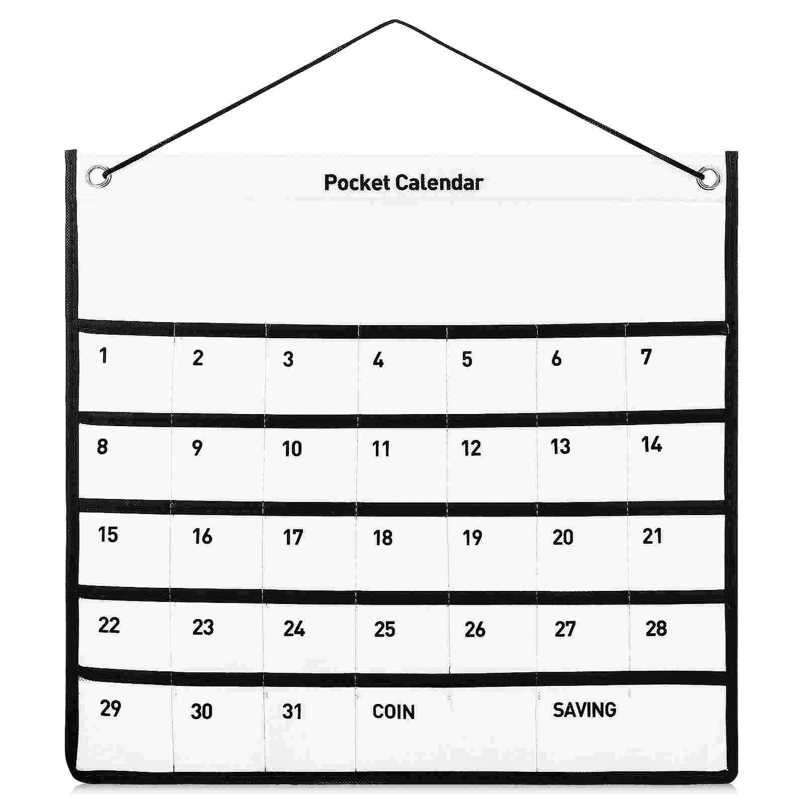 

Classroom Monthly Calendar Pocket Chart Mobile Phone Storage Bag Hanging Wall Jewelry Organizer Non-Woven Fabric Storage