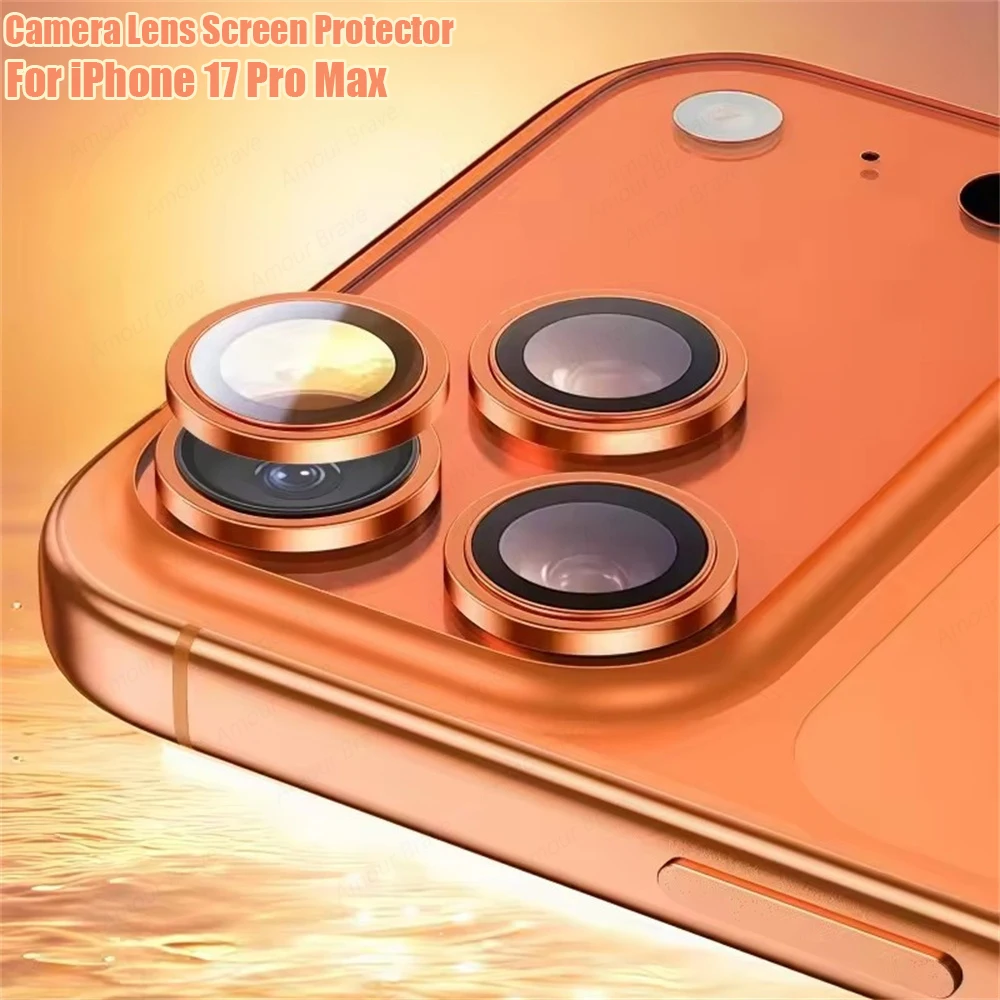 Premium Tempered Glass Camera Lens Protector with Metal Ring